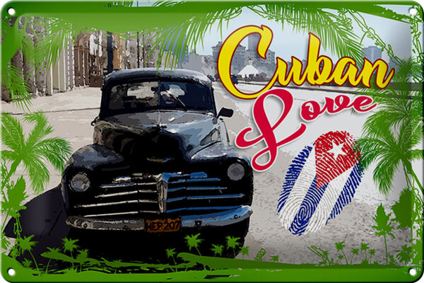 Schild Cuba 30x20 cm Cuban Love Auto Fingerabdruck Deko Metallschild