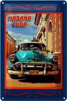 Schild Cuba 20x30 cm Habana Cuba blaues Auto Metall Deko...