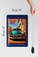 Schild Cuba 20x30 cm Habana Cuba blaues Auto Metall Deko Metallschild