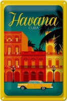 Schild Havana 20x30 cm Cuba Zeichnung gelbes Auto Deko...