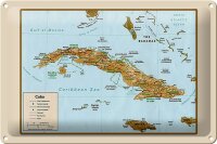 Schild Cuba 30x20 cm Landkarte Cuba Geschenk Metall Deko Metallschild
