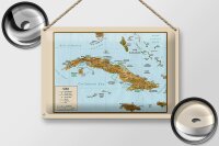 Schild Cuba 30x20 cm Landkarte Cuba Geschenk Metall Deko Metallschild