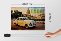 Schild Cuba Chevrolet weiß Auto Metall Deko  30x20cm